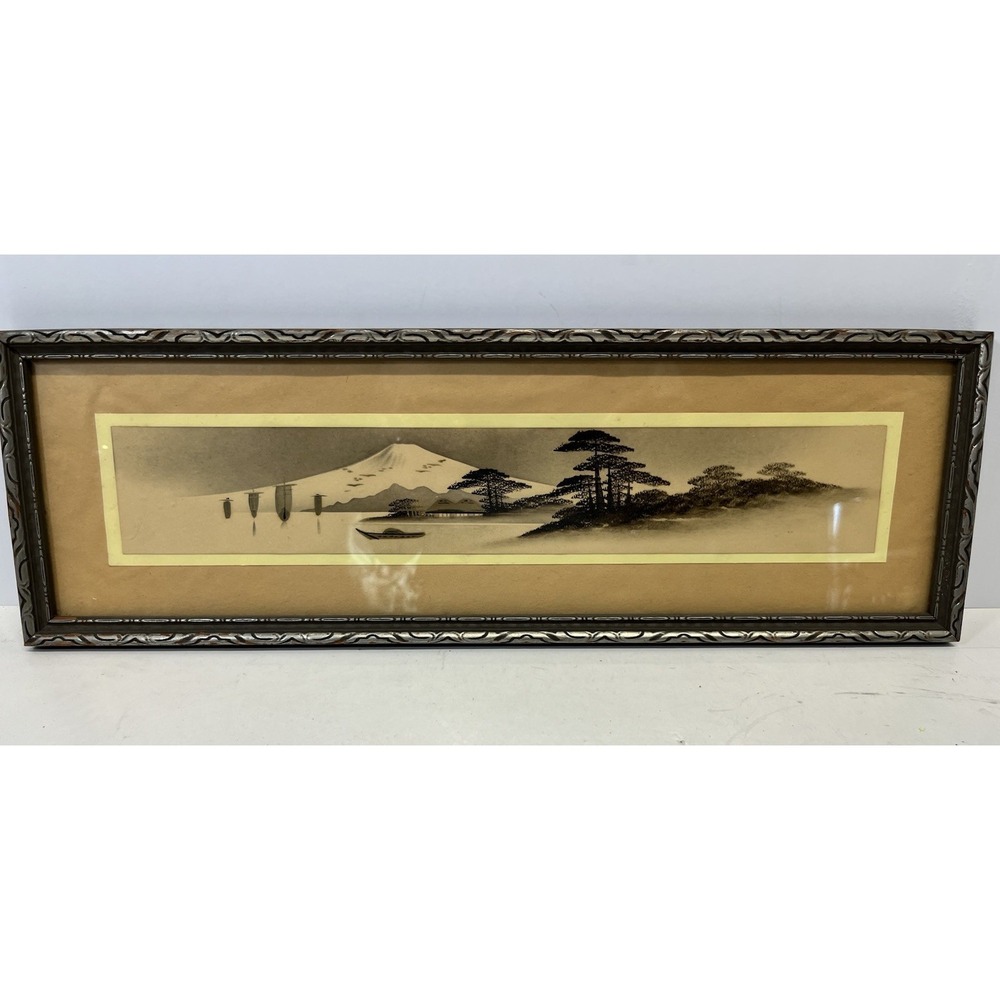 Mt Fuji Painting Japan Art Print Framed Vintage Landscape Wall Decor Tokyo 8x15